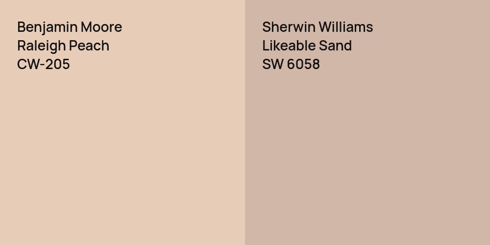 Benjamin Moore Raleigh Peach vs. Sherwin Williams Likeable Sand