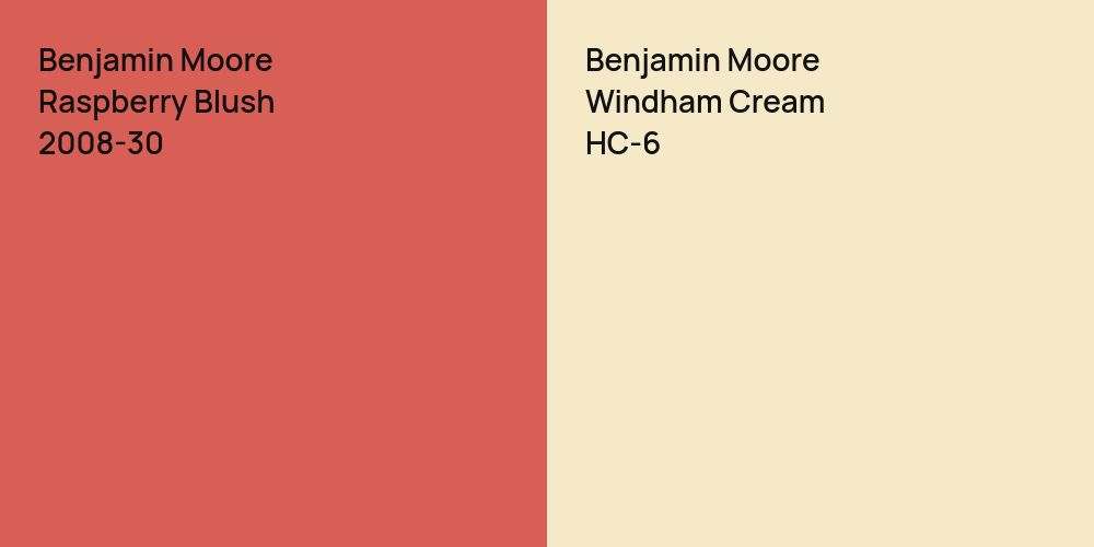 Benjamin Moore Raspberry Blush vs. Benjamin Moore Windham Cream