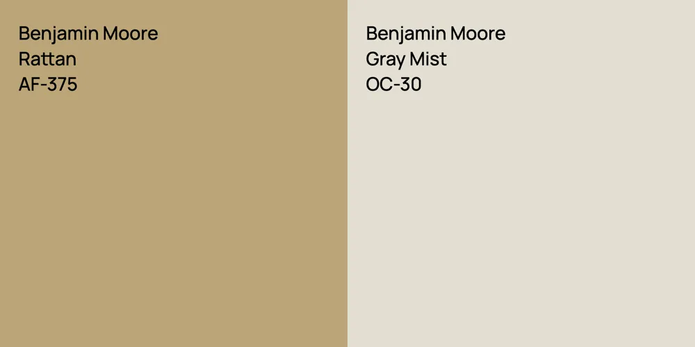 Benjamin Moore Rattan vs. Benjamin Moore Gray Mist