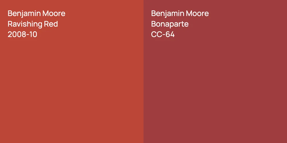 Benjamin Moore Ravishing Red vs. Benjamin Moore Bonaparte