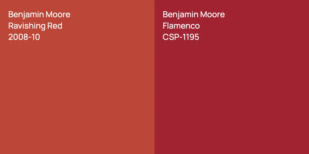 Benjamin Moore Ravishing Red vs. Benjamin Moore Flamenco