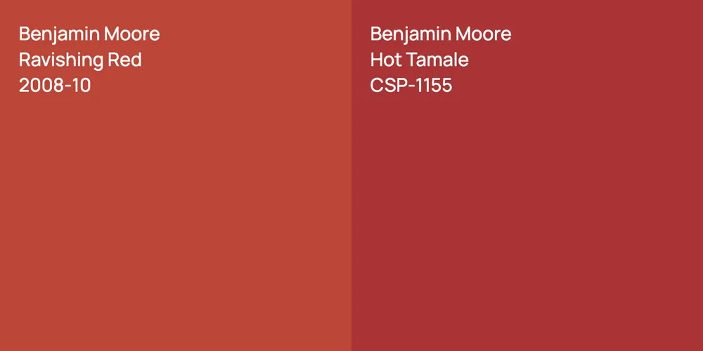 Benjamin Moore Ravishing Red vs. Benjamin Moore Hot Tamale