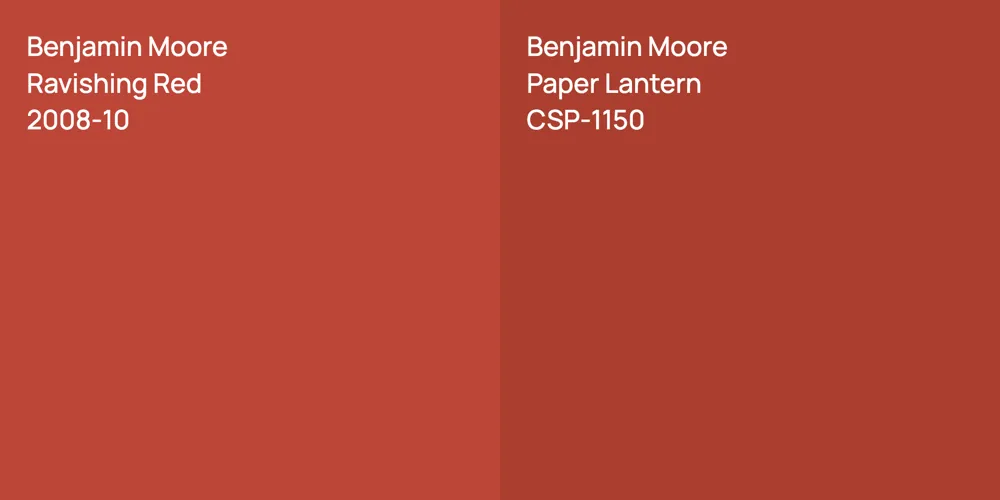 Benjamin Moore Ravishing Red vs. Benjamin Moore Paper Lantern