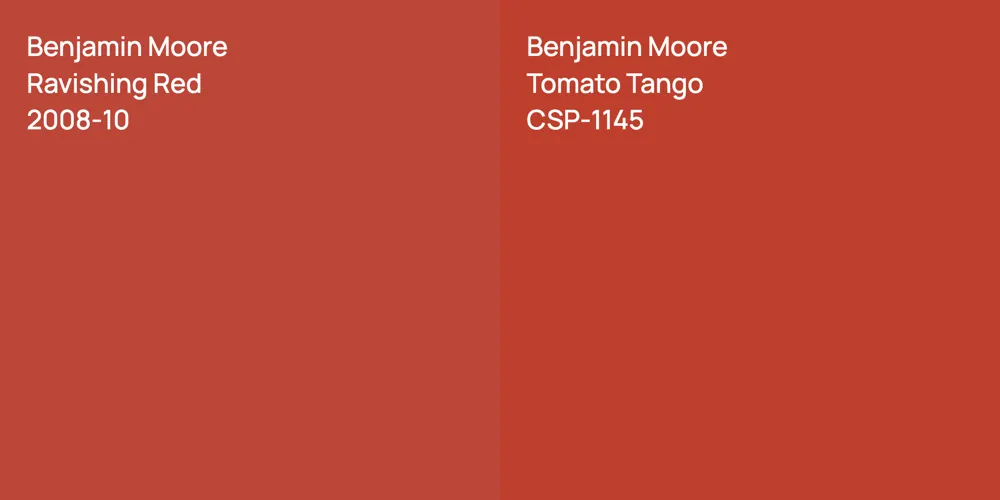 Benjamin Moore Ravishing Red vs. Benjamin Moore Tomato Tango