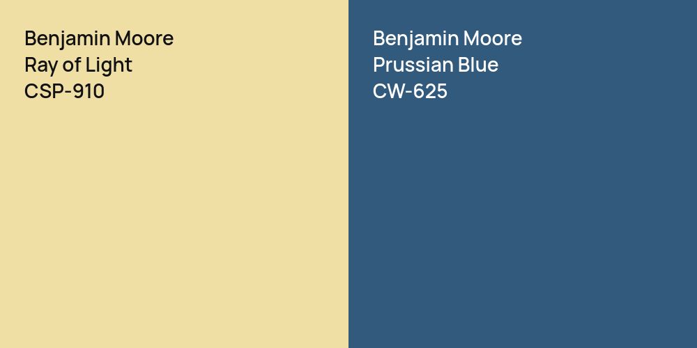 Benjamin Moore Ray of Light vs. Benjamin Moore Prussian Blue