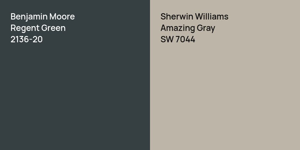 Benjamin Moore Regent Green vs. Sherwin Williams Amazing Gray