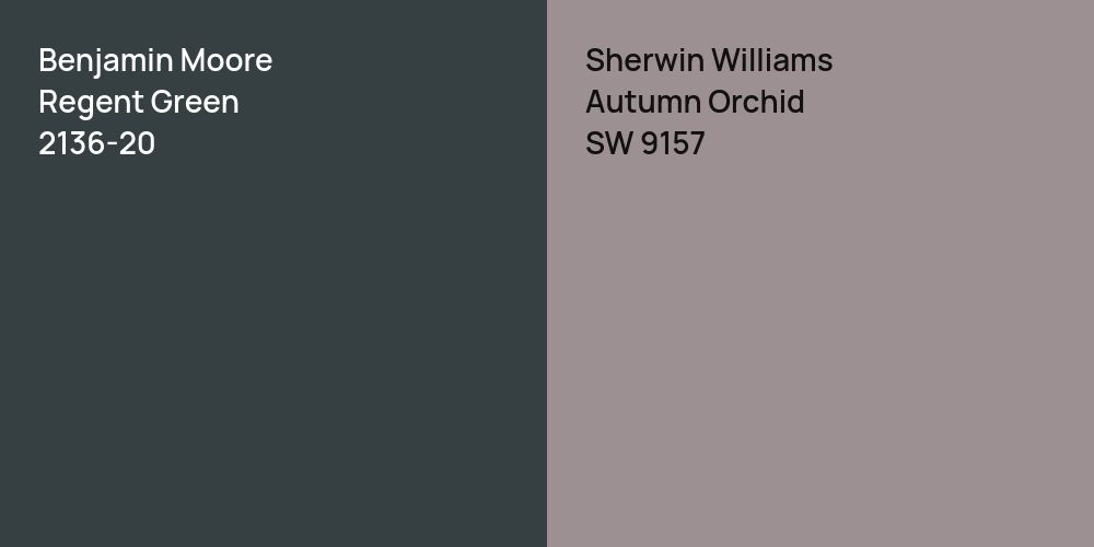 Benjamin Moore Regent Green vs. Sherwin Williams Autumn Orchid