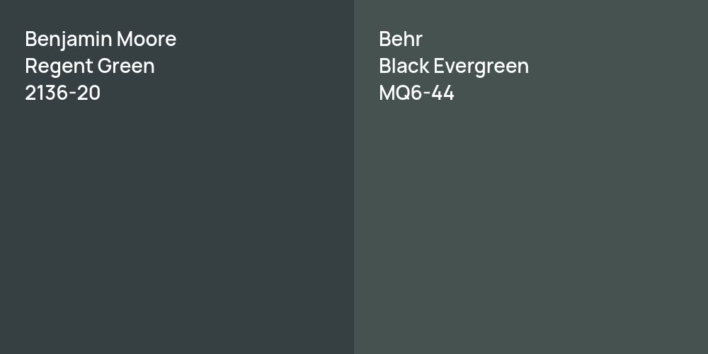 Benjamin Moore Regent Green vs. Behr Black Evergreen