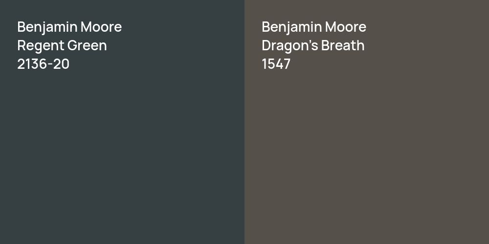 Benjamin Moore Regent Green vs. Benjamin Moore Dragon's Breath