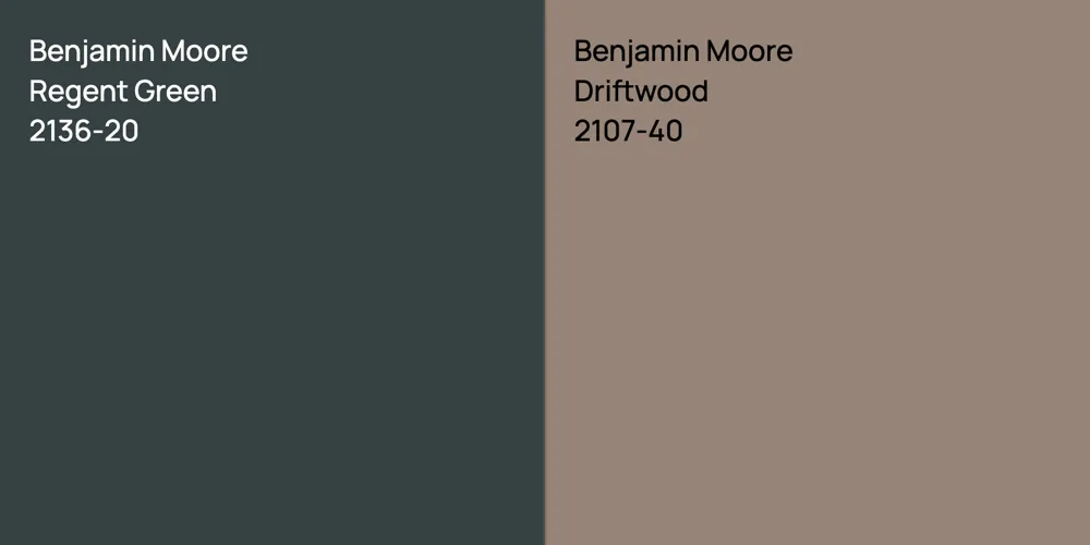 Benjamin Moore Regent Green vs. Benjamin Moore Driftwood