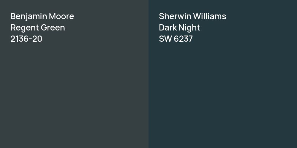 Benjamin Moore Regent Green vs. Sherwin Williams Dark Night