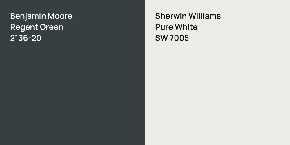 Benjamin Moore Regent Green vs. Sherwin Williams Pure White