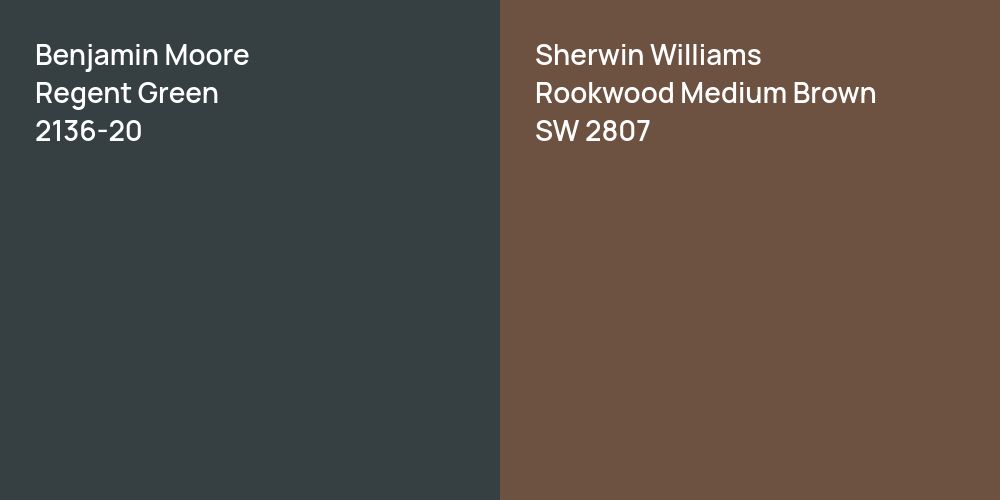 Benjamin Moore Regent Green vs. Sherwin Williams Rookwood Medium Brown