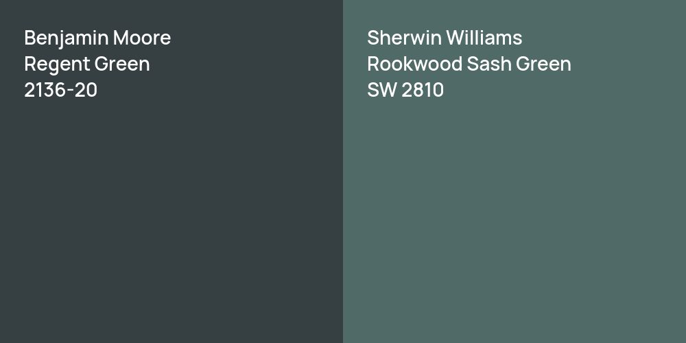 Benjamin Moore Regent Green vs. Sherwin Williams Rookwood Sash Green