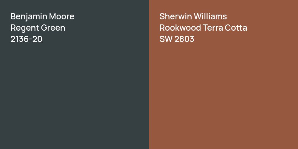 Benjamin Moore Regent Green vs. Sherwin Williams Rookwood Terra Cotta