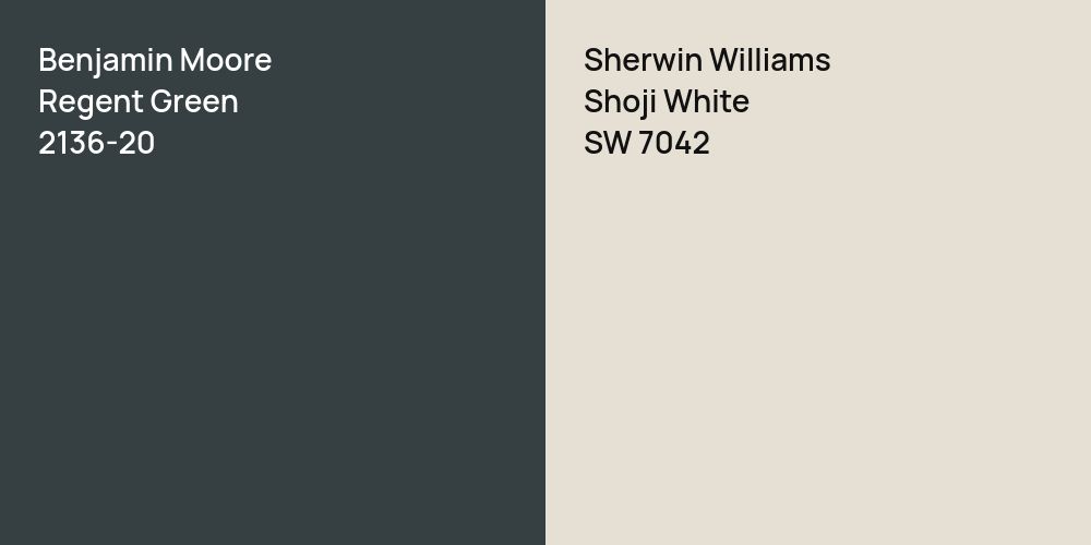 Benjamin Moore Regent Green vs. Sherwin Williams Shoji White