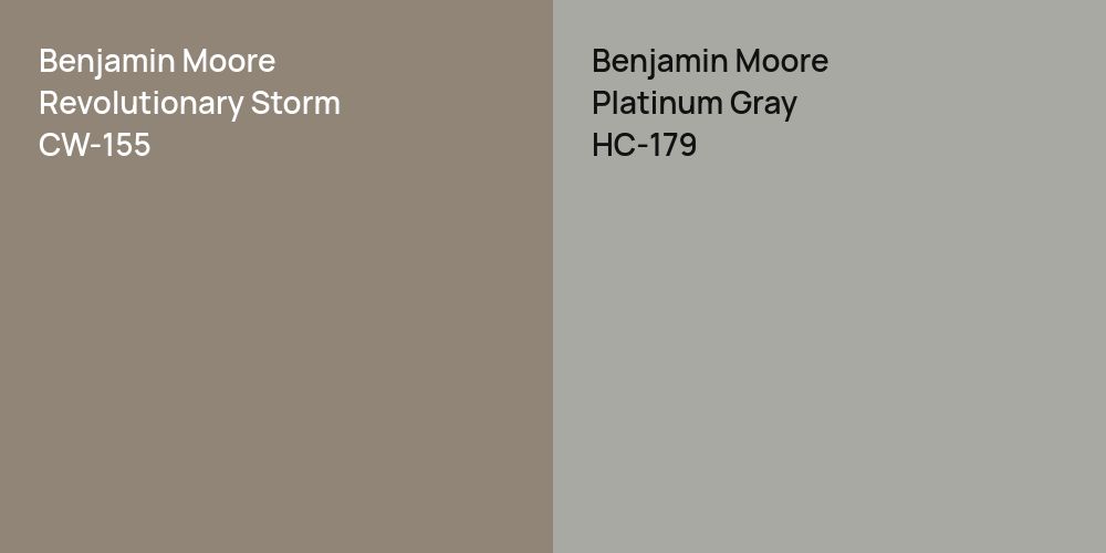 Benjamin Moore Revolutionary Storm vs. Benjamin Moore Platinum Gray