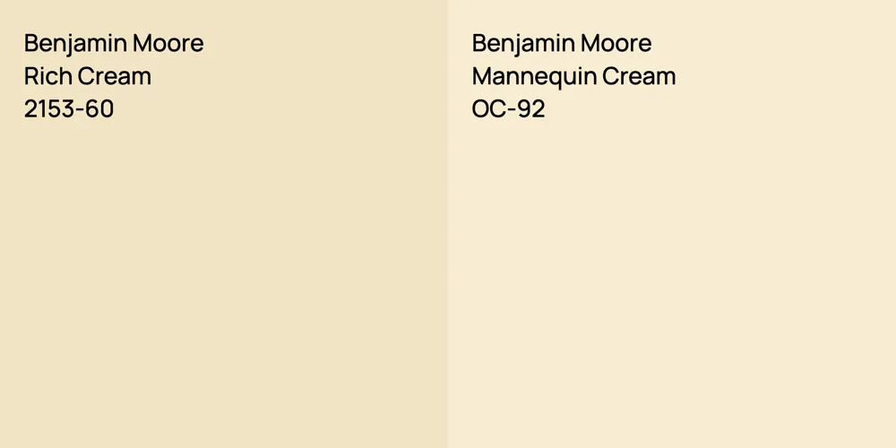 Benjamin Moore Rich Cream vs. Benjamin Moore Mannequin Cream