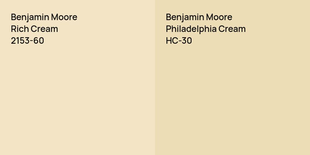 Benjamin Moore Rich Cream vs. Benjamin Moore Philadelphia Cream