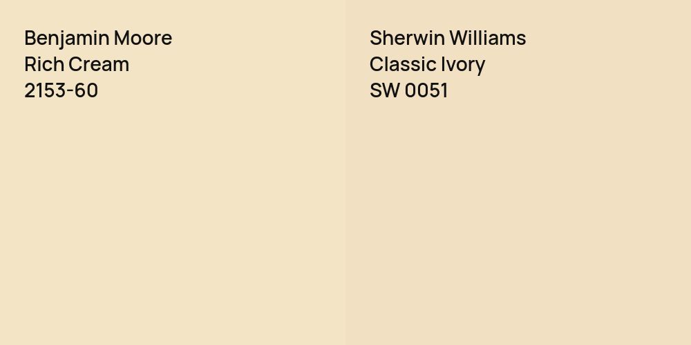 Benjamin Moore Rich Cream vs. Sherwin Williams Classic Ivory