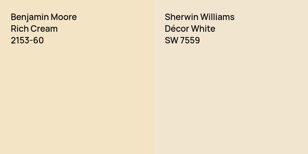 Benjamin Moore Rich Cream vs. Sherwin Williams Décor White