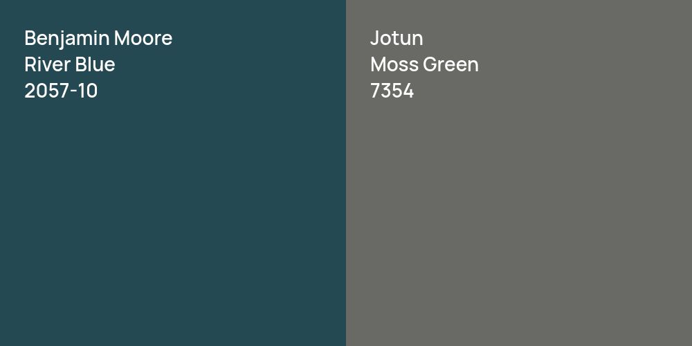 Benjamin Moore River Blue vs. Jotun Moss Green