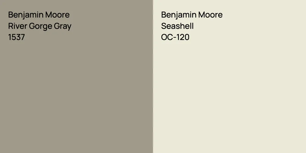 Benjamin Moore River Gorge Gray vs. Benjamin Moore Seashell