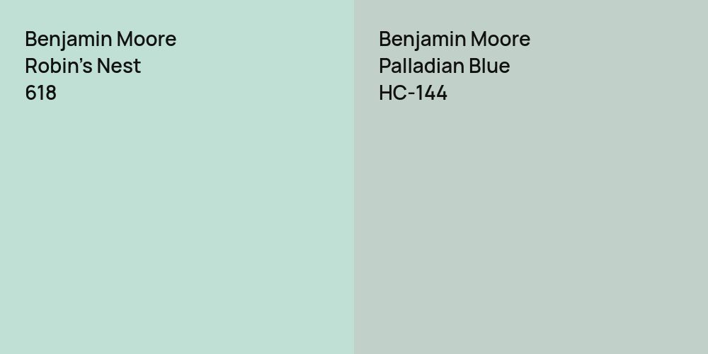 Benjamin Moore Robin's Nest vs. Benjamin Moore Palladian Blue