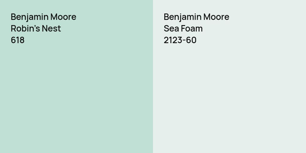 Benjamin Moore Robin's Nest vs. Benjamin Moore Sea Foam