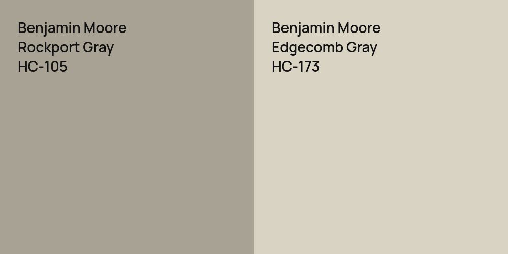 Benjamin Moore Rockport Gray vs. Benjamin Moore Edgecomb Gray