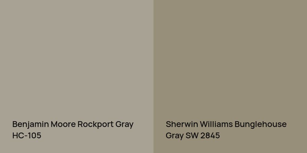 Benjamin Moore Rockport Gray vs. Sherwin Williams Bunglehouse Gray