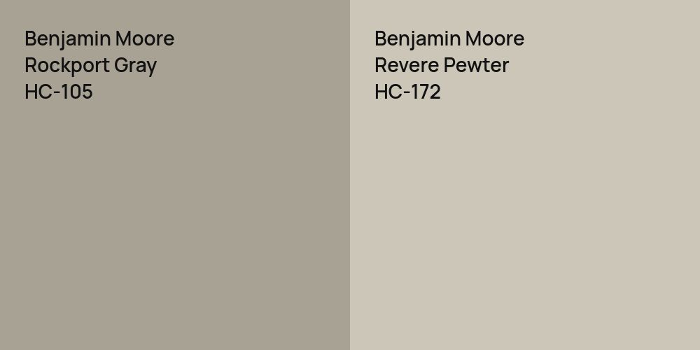 Benjamin Moore Rockport Gray vs. Benjamin Moore Revere Pewter