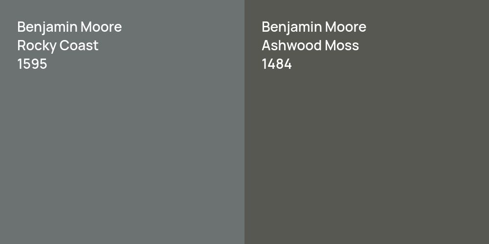 Benjamin Moore Rocky Coast vs. Benjamin Moore Ashwood Moss