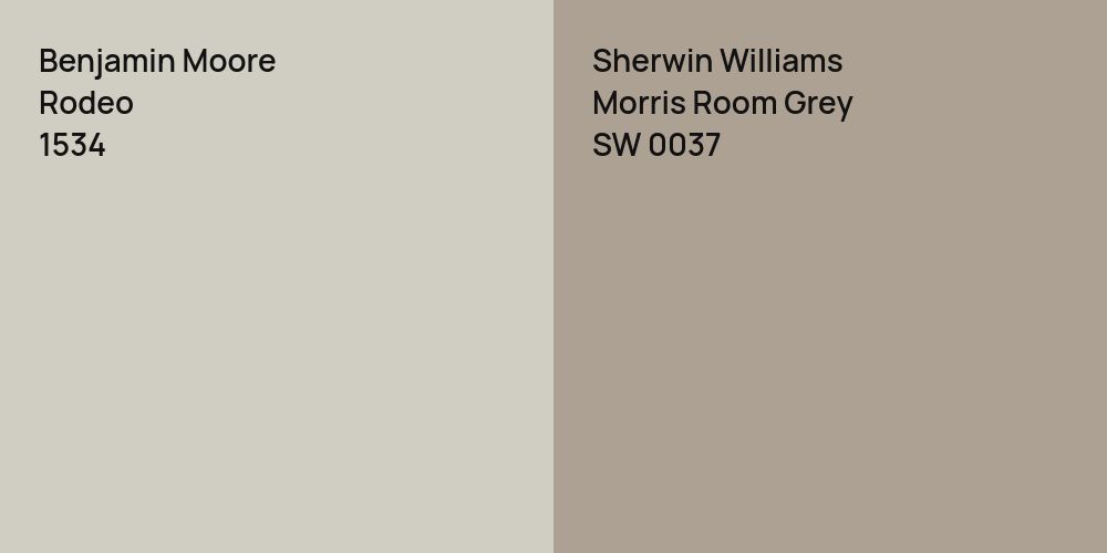 Benjamin Moore Rodeo vs. Sherwin Williams Morris Room Grey