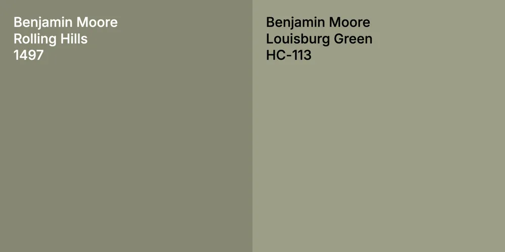 Benjamin Moore Rolling Hills vs. Benjamin Moore Louisburg Green