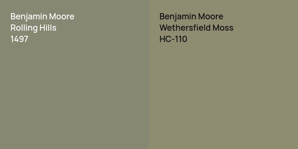 Benjamin Moore Rolling Hills vs. Benjamin Moore Wethersfield Moss