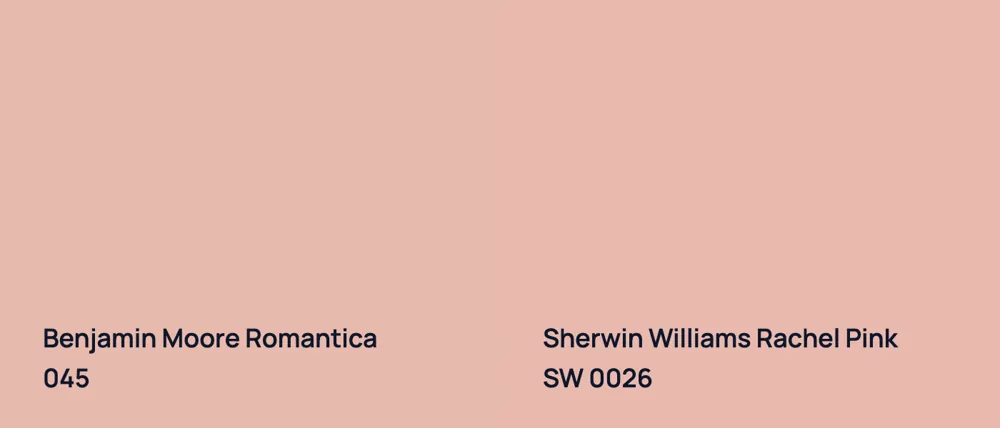 Benjamin Moore Romantica 045 vs Sherwin Williams Rachel Pink SW 0026