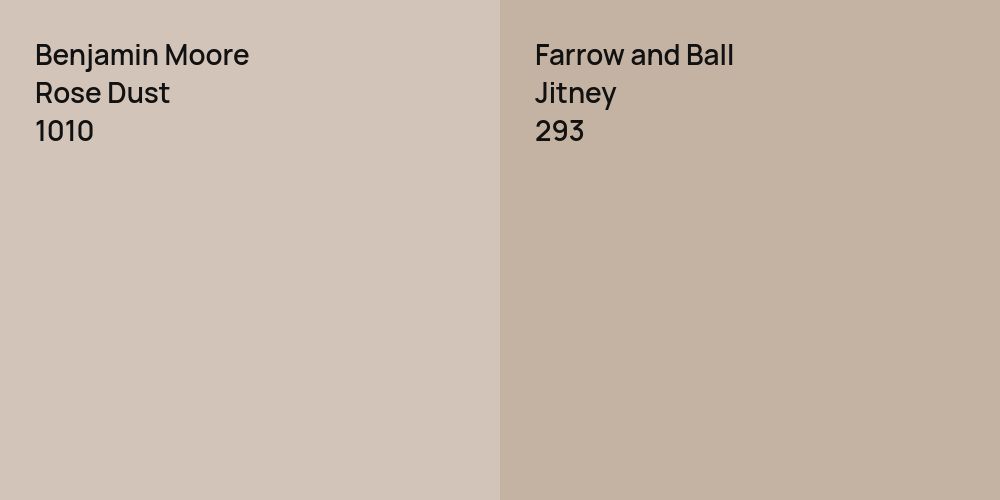 Benjamin Moore Rose Dust vs. Farrow and Ball Jitney