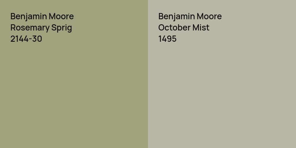 Benjamin Moore Rosemary Sprig vs. Benjamin Moore October Mist