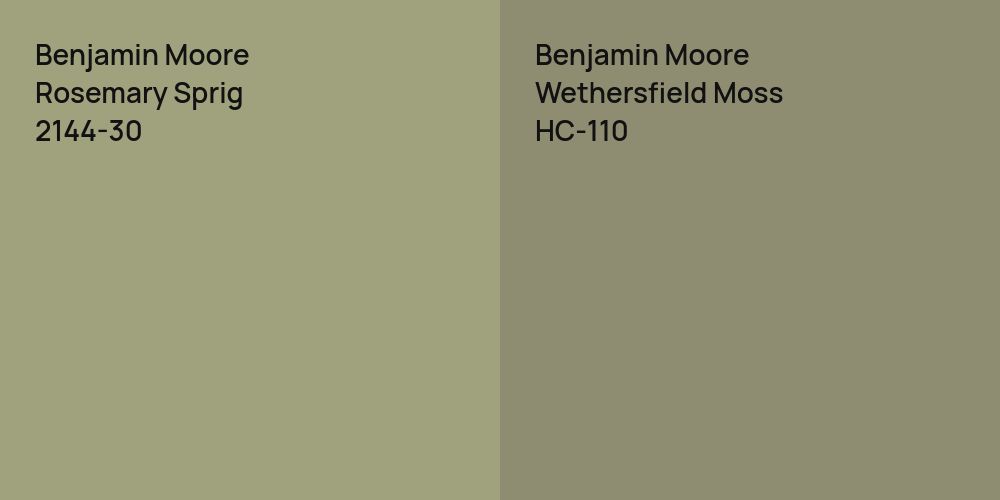 Benjamin Moore Rosemary Sprig vs. Benjamin Moore Wethersfield Moss