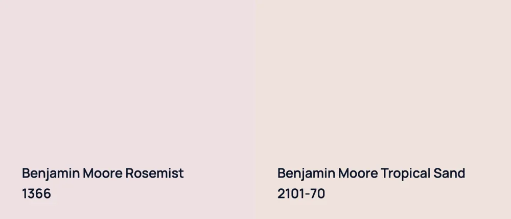 Benjamin Moore Rosemist 1366 vs Benjamin Moore Tropical Sand 2101-70