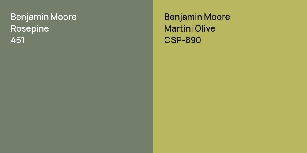 Benjamin Moore Rosepine vs. Benjamin Moore Martini Olive