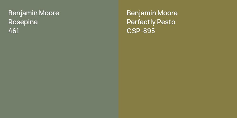 Benjamin Moore Rosepine vs. Benjamin Moore Perfectly Pesto