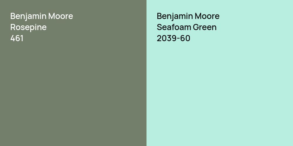 Benjamin Moore Rosepine vs. Benjamin Moore Seafoam Green