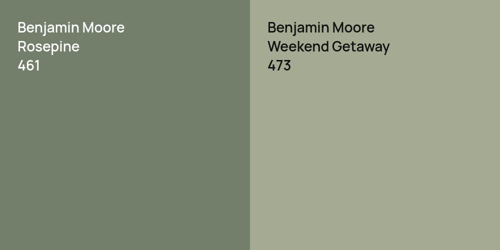 Benjamin Moore Rosepine vs. Benjamin Moore Weekend Getaway