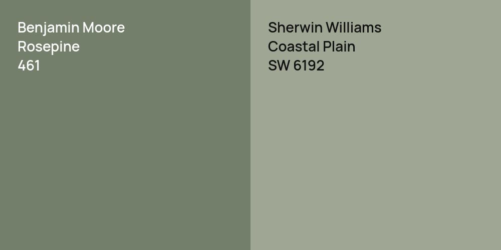 Benjamin Moore Rosepine vs. Sherwin Williams Coastal Plain