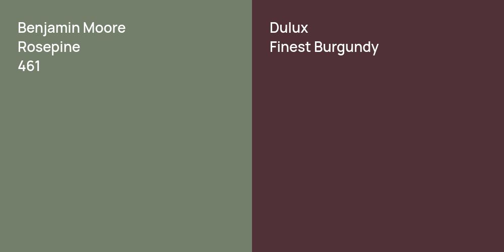 Benjamin Moore Rosepine vs. Dulux Finest Burgundy