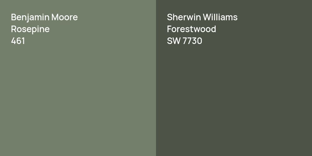 Benjamin Moore Rosepine vs. Sherwin Williams Forestwood