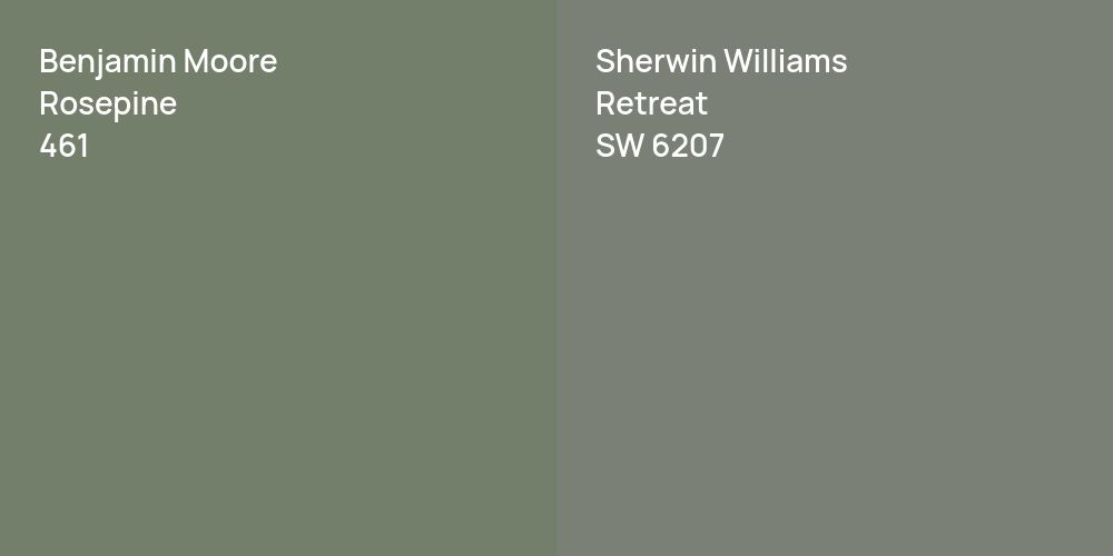 Benjamin Moore Rosepine vs. Sherwin Williams Retreat