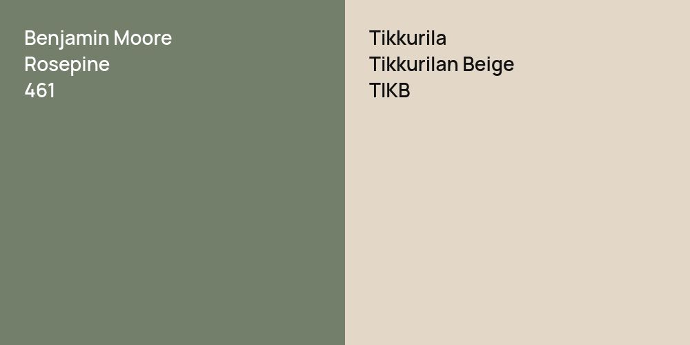 Benjamin Moore Rosepine vs. Tikkurila Tikkurilan Beige